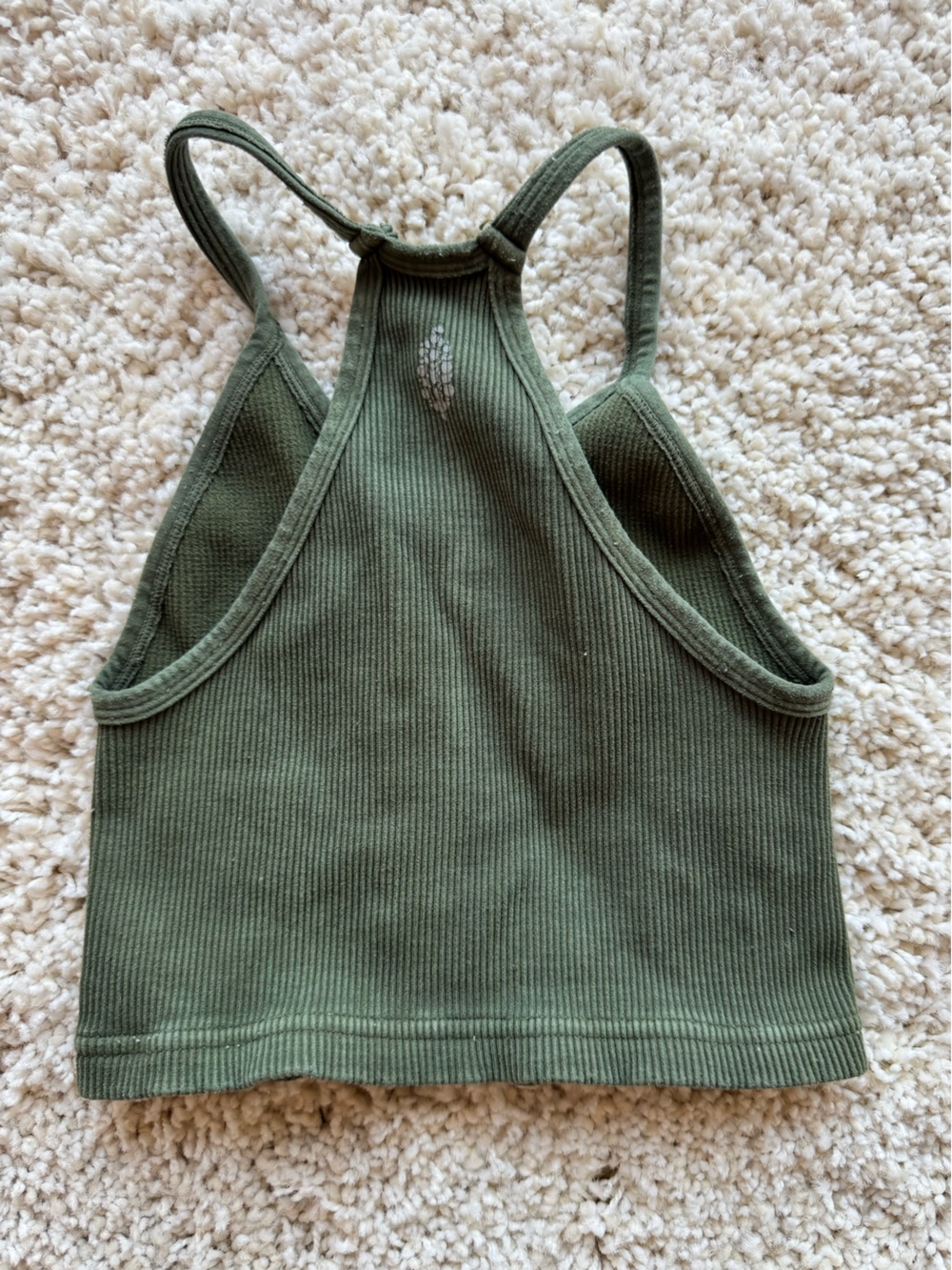 Free People Movement Olive Green Ribbed Racerback Crop Top